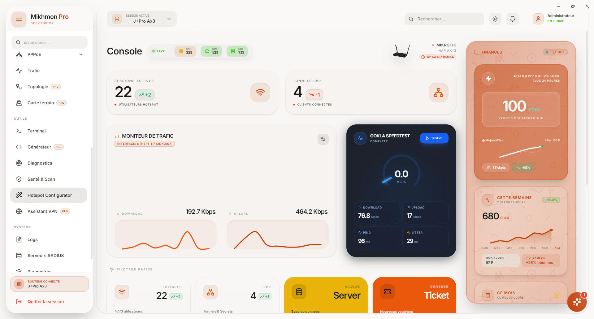 MikhmoAI Desktop — console de supervision MikroTik et WISP